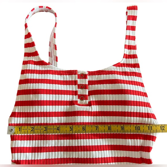 ROXY Hello July one piece red white stripes swimsuit high cut cheeky bottom NWT - Picture 8 of 9